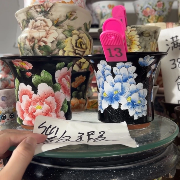 景德镇手绘花盆满38包邮偏远地区除外