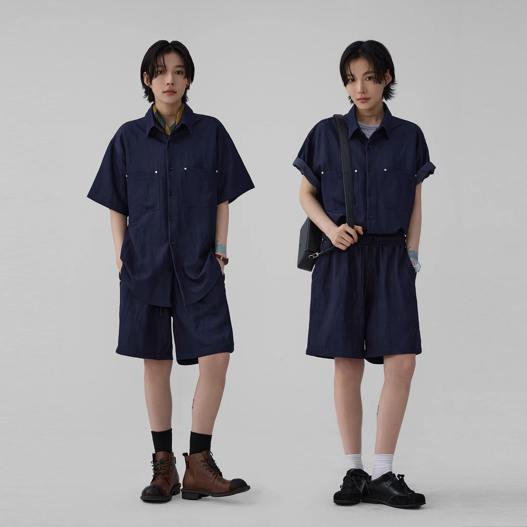 SAMEUOO散养文化「牛仔很忙」短袖时尚牛仔上衣下装夏季薄款复古套