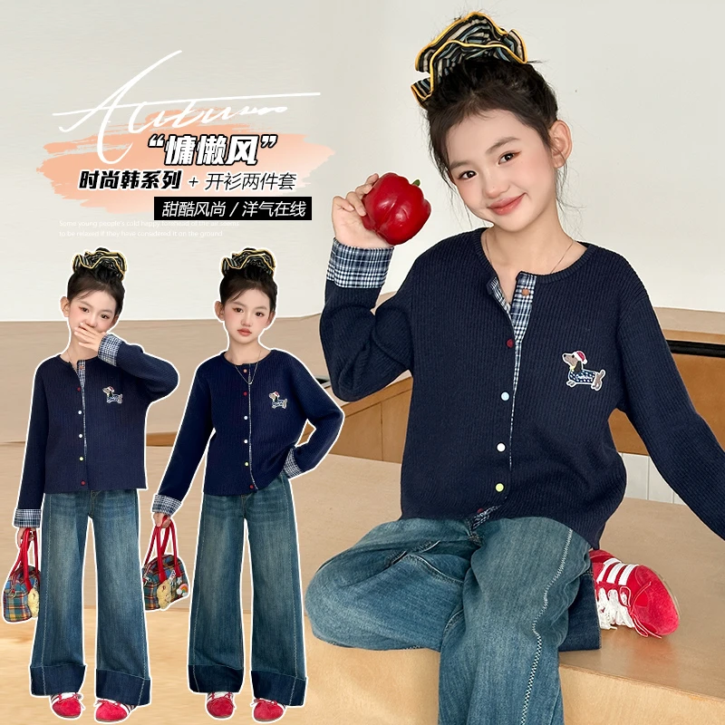 2025款女中大童卡通动漫圆领针织常规儿童毛衣春季长袖针织衫酷风