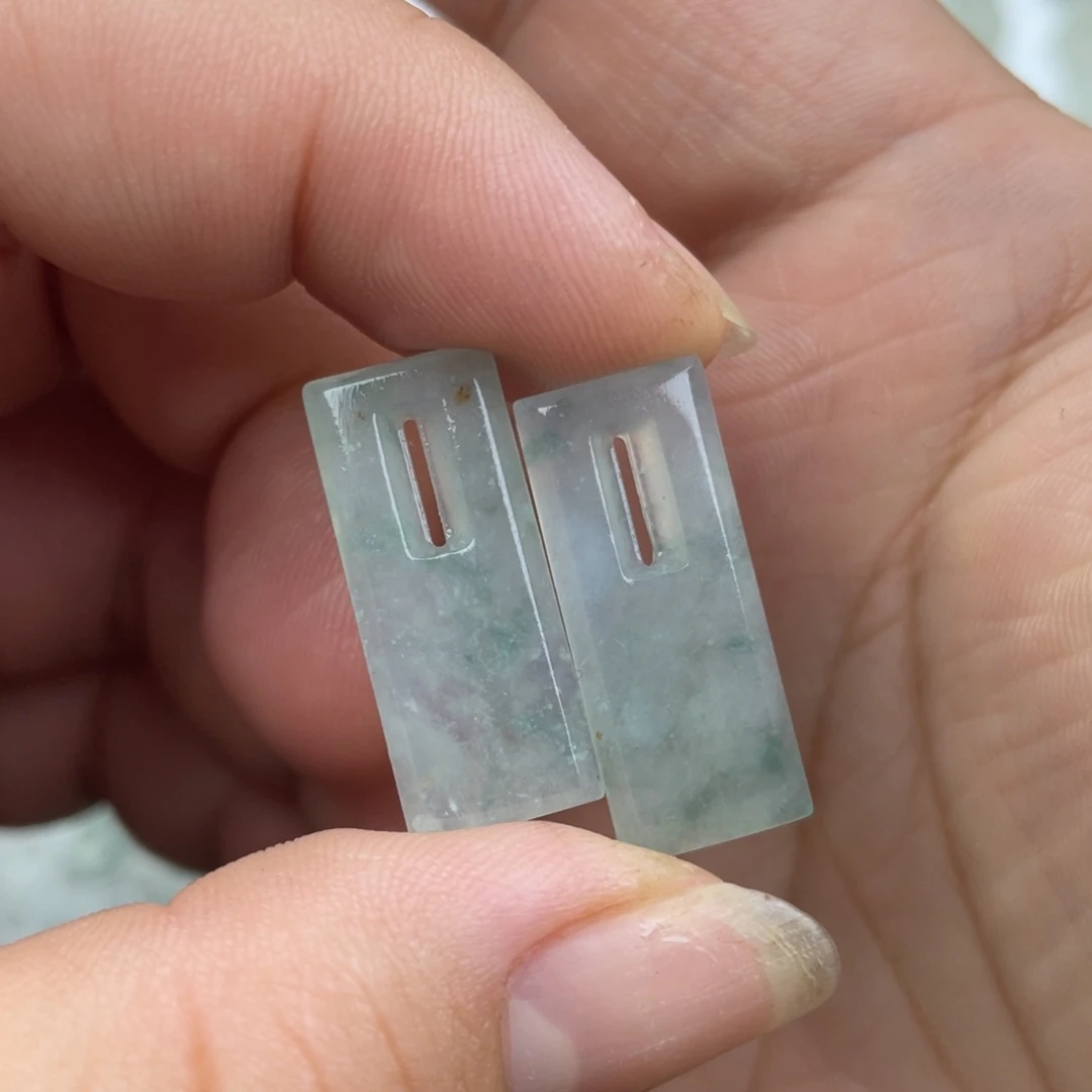 定制翡翠未镶嵌方糖耳饰