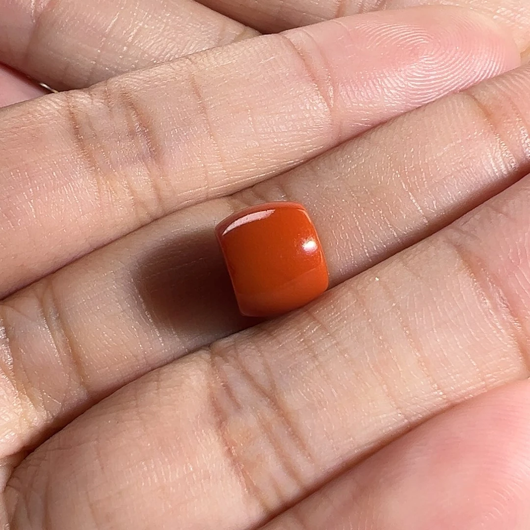 南红玛瑙珠宝奇石未镶嵌柿子红直切珠9.2m m