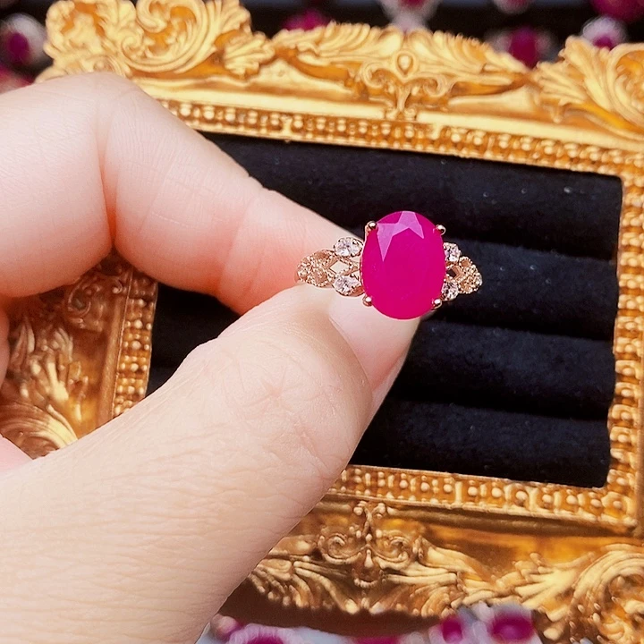 红宝石银S925镶嵌戒指