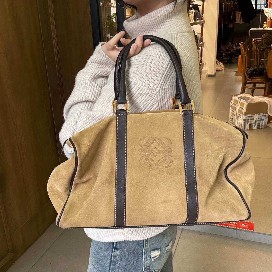 95新 LOEWE/罗意威 麂皮手提旅行包