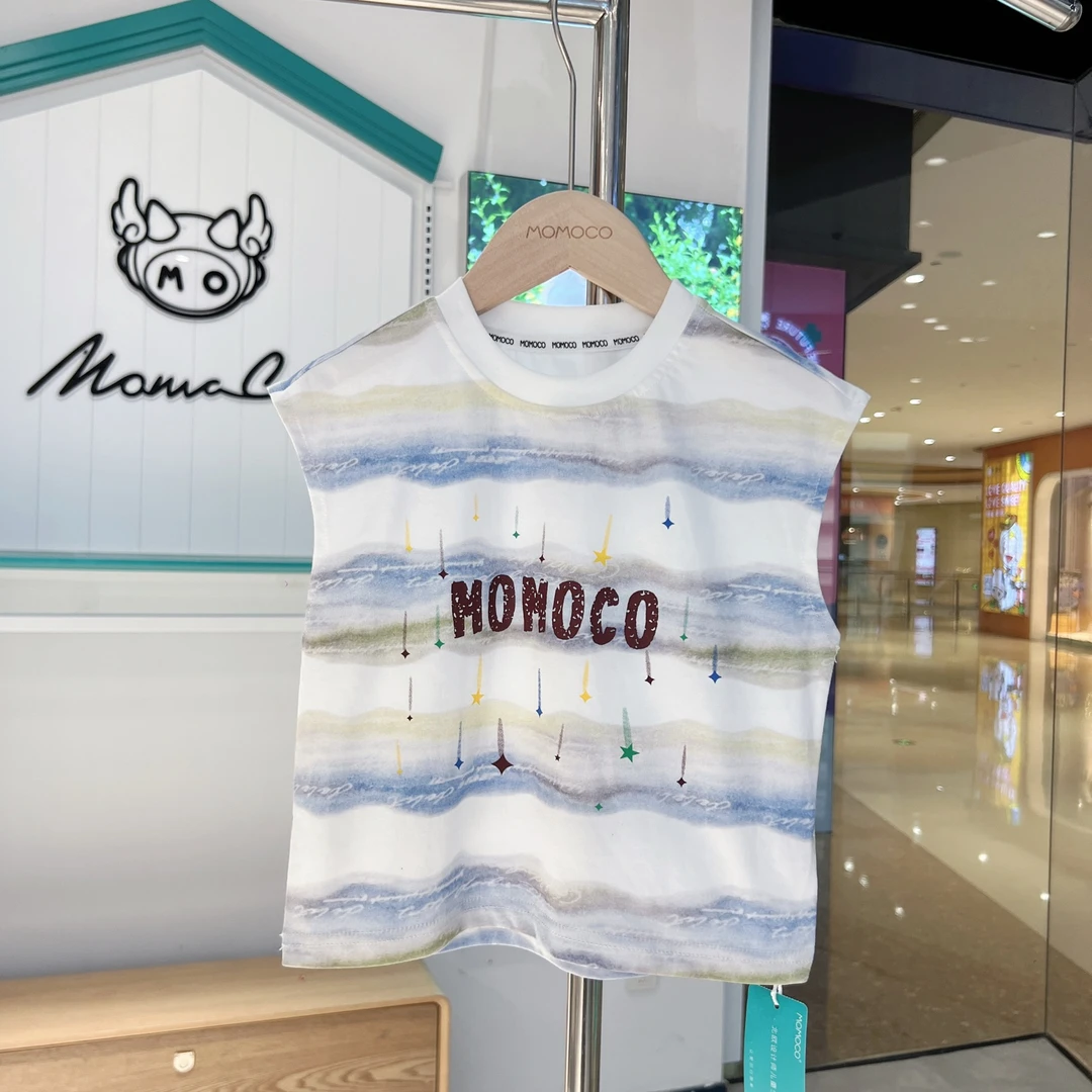 MOMOC夏季晕染风圆领韩系印花背心兰知春序77230235180