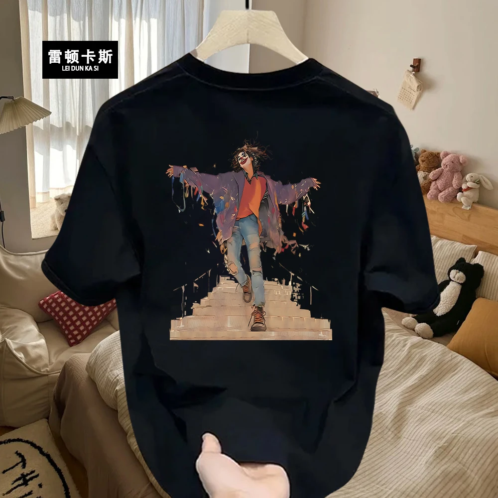 雷顿卡斯美式痞帅重磅纯棉短袖T恤青年男女款夏季ins潮牌圆领上衣