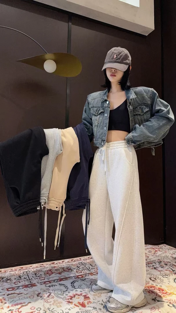 女士秋冬季加绒休闲镰刀运动裤子休闲裤