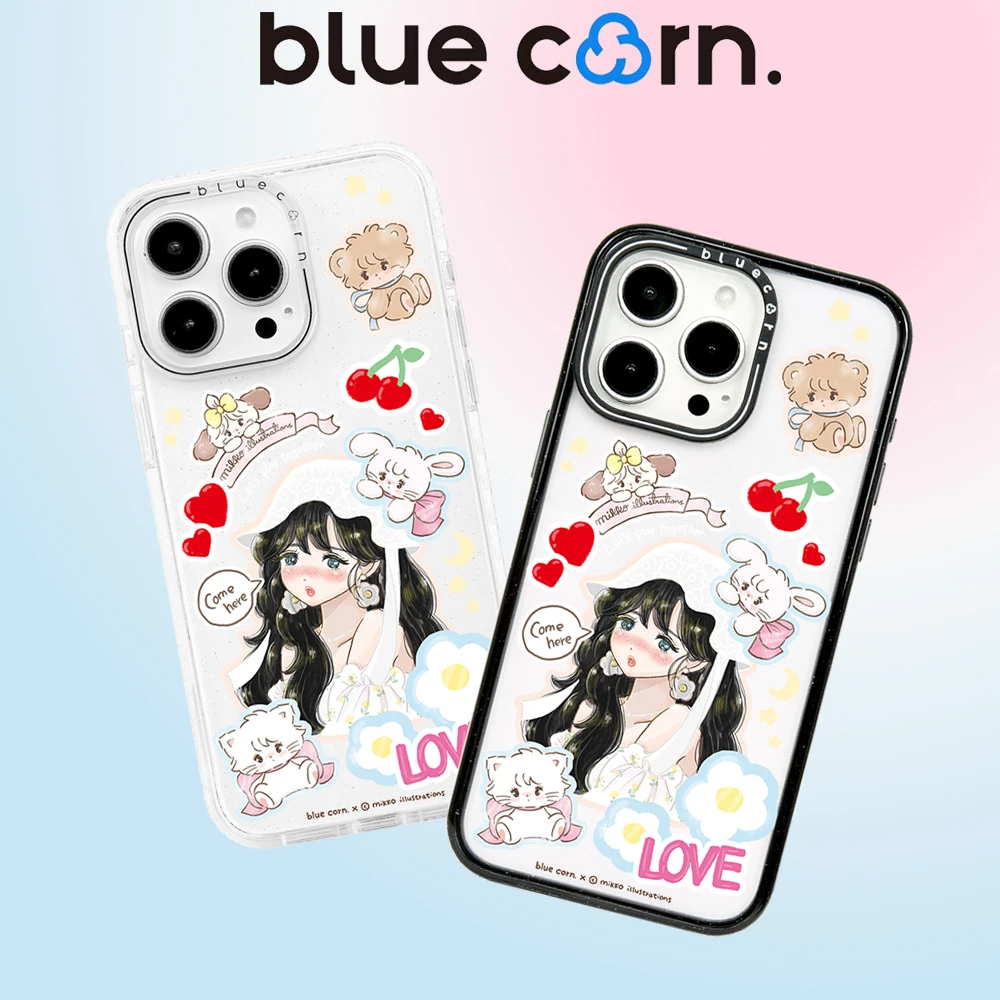 Bluecorn联名MIKKO女孩与萌宠贴纸适用iPhone16/15/14磁吸手机壳