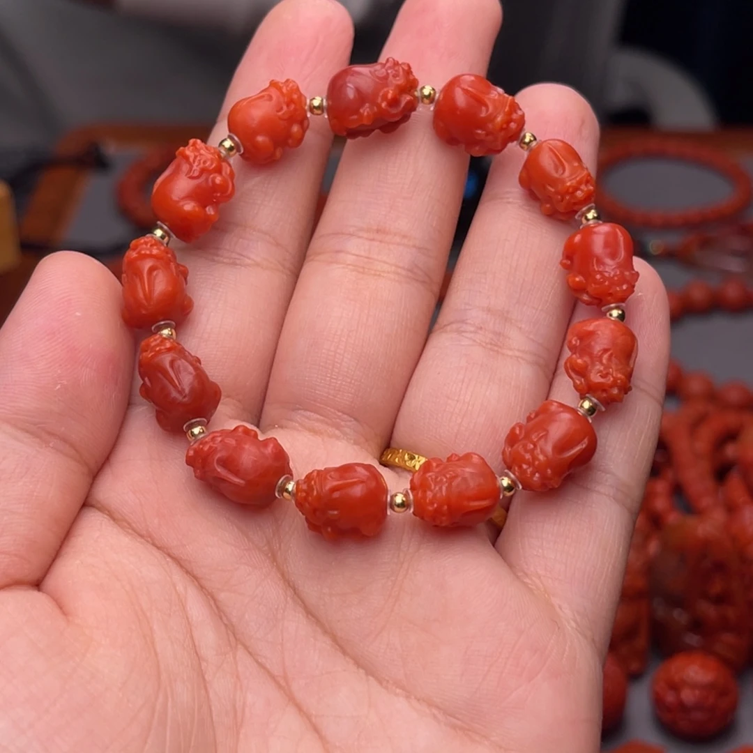 银S925镀金镶嵌配饰南红玛瑙