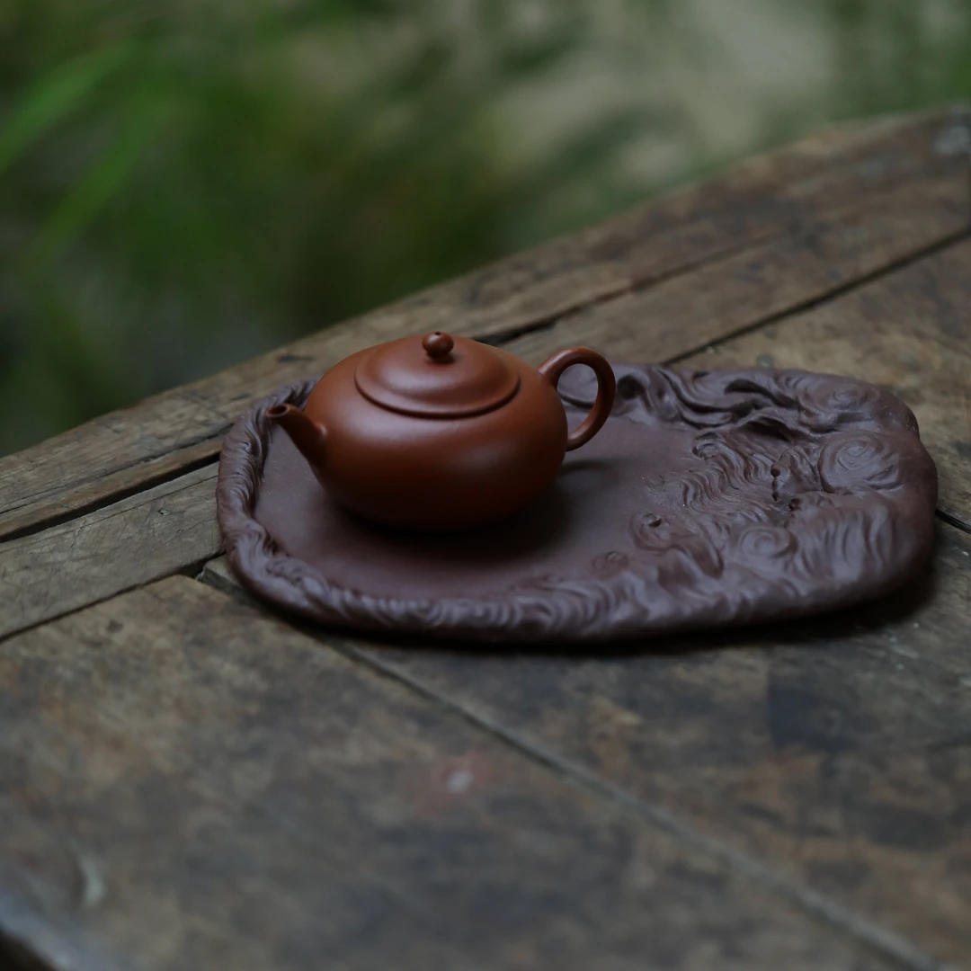 集物华福利竞拍 I 吴茂军全手工制紫泥【海浪壶承】长18  宽13.5cm