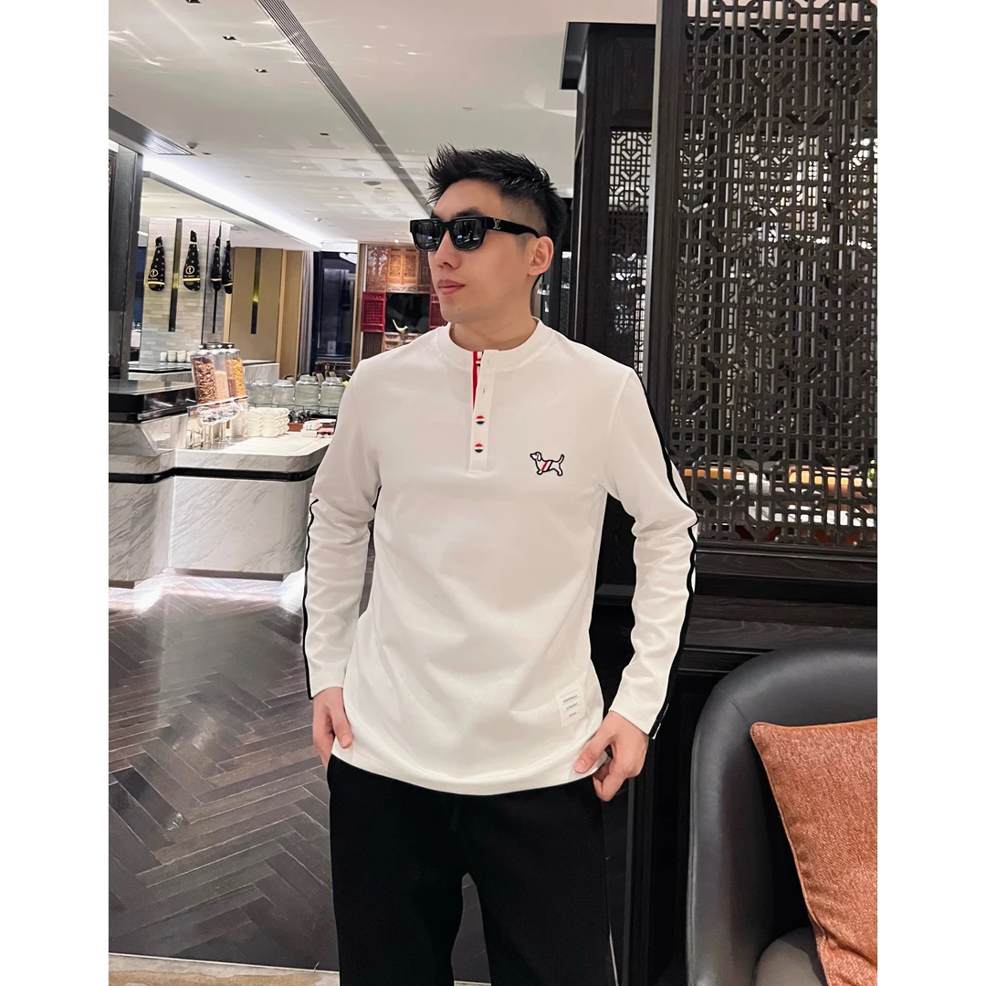 【可乐小狗】早春新中式四合扣贴身长袖打底保暖男士长袖休闲修身款