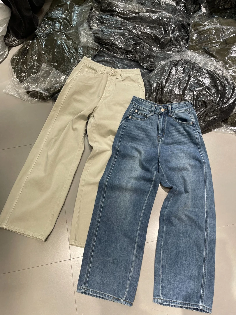 新款牛仔裤高腰显瘦窄版直筒阔腿裤拖地通勤裤女301