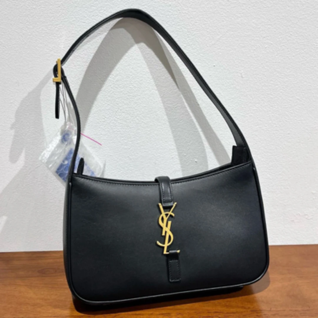 99新 YSL/圣罗兰 黑金LE5A7单肩腋下包