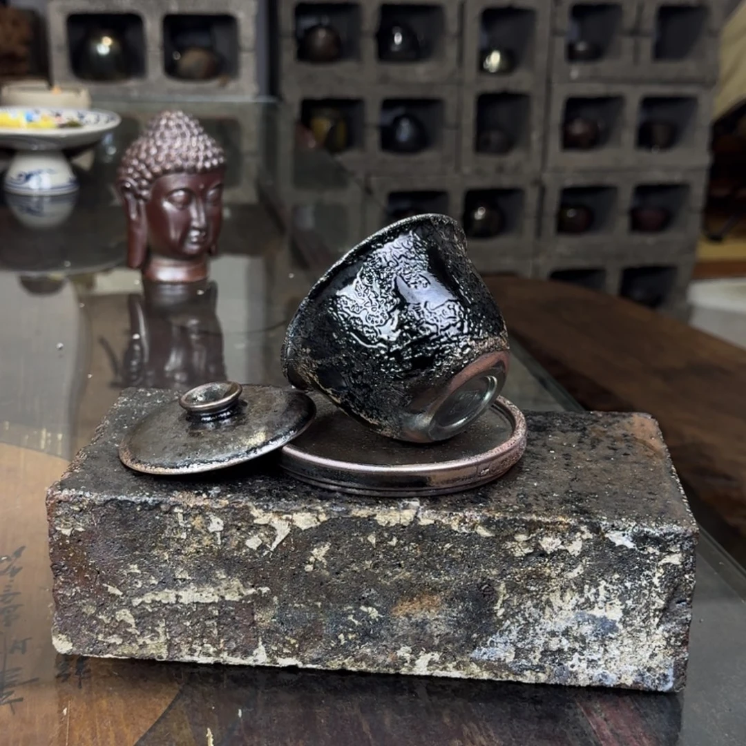 建水紫陶紫泥柴烧茶具薄胎盖碗