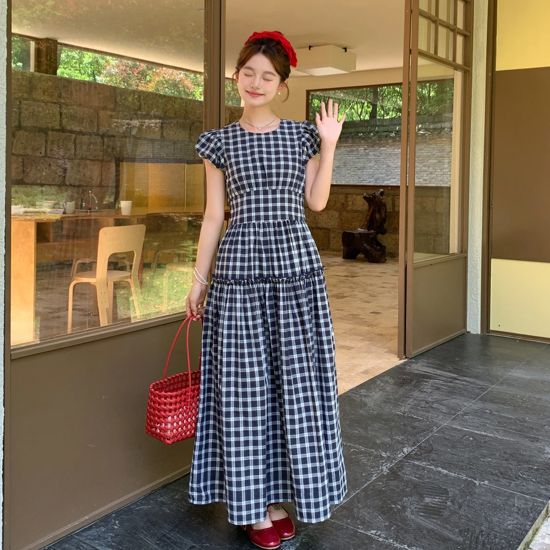 法式白色长款连衣裙子女夏2025新款设计感收腰显瘦气质洋气中长裙