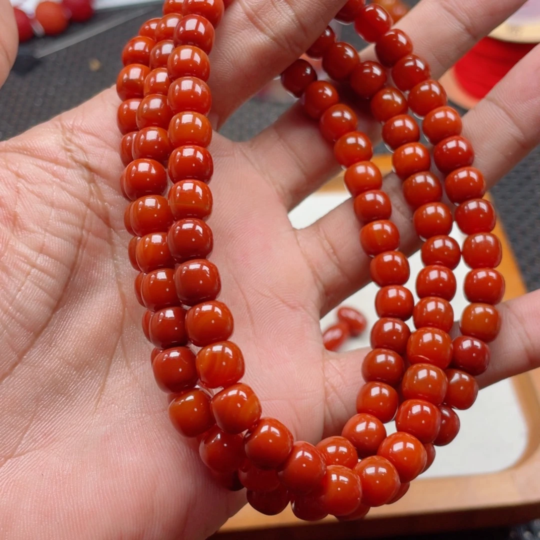 南红玛瑙未镶嵌老型卡7+佛珠108颗