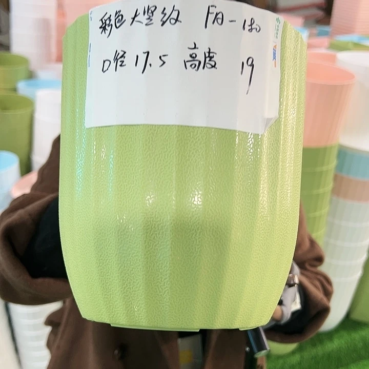 特价竖纹FA180口17.5高19果绿带托4只