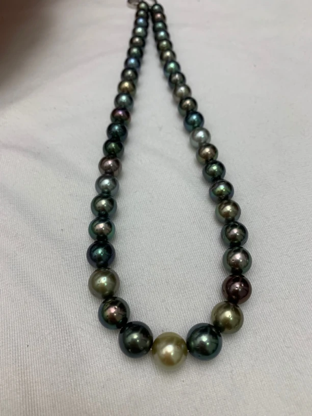 天然海水珍珠大溪地莫兰迪项链8-11mm