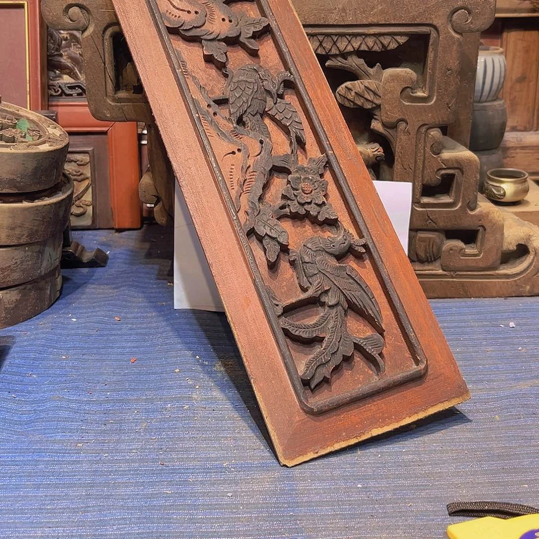 香樟木高**师老木雕花板