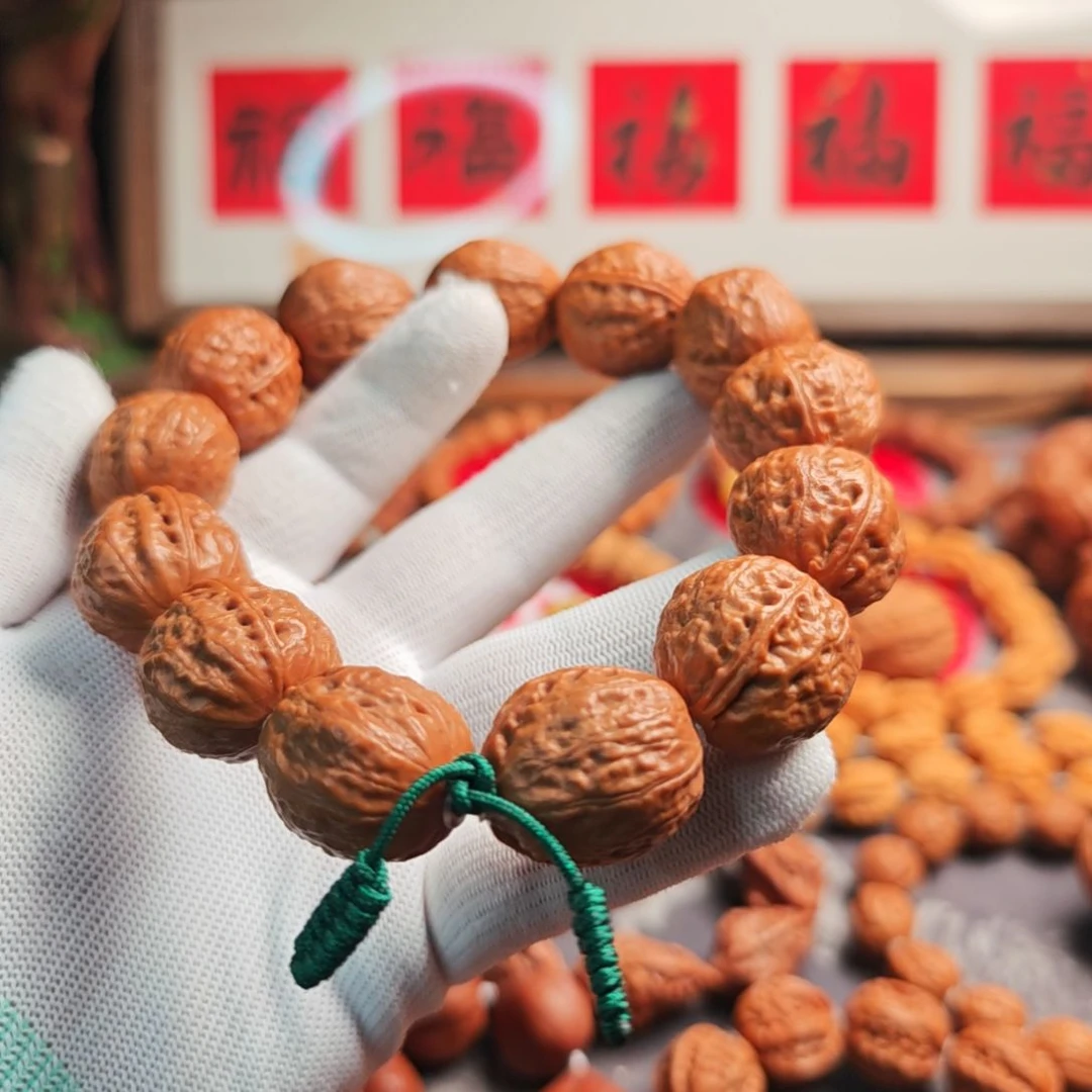 文玩核桃手串胖枣光头一道筋手持楸子核桃手串