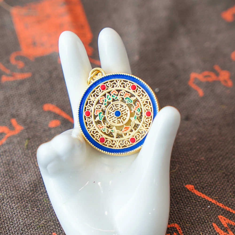 合金吊坠 金色古法大吉镂空五福圆满吊坠A159-16