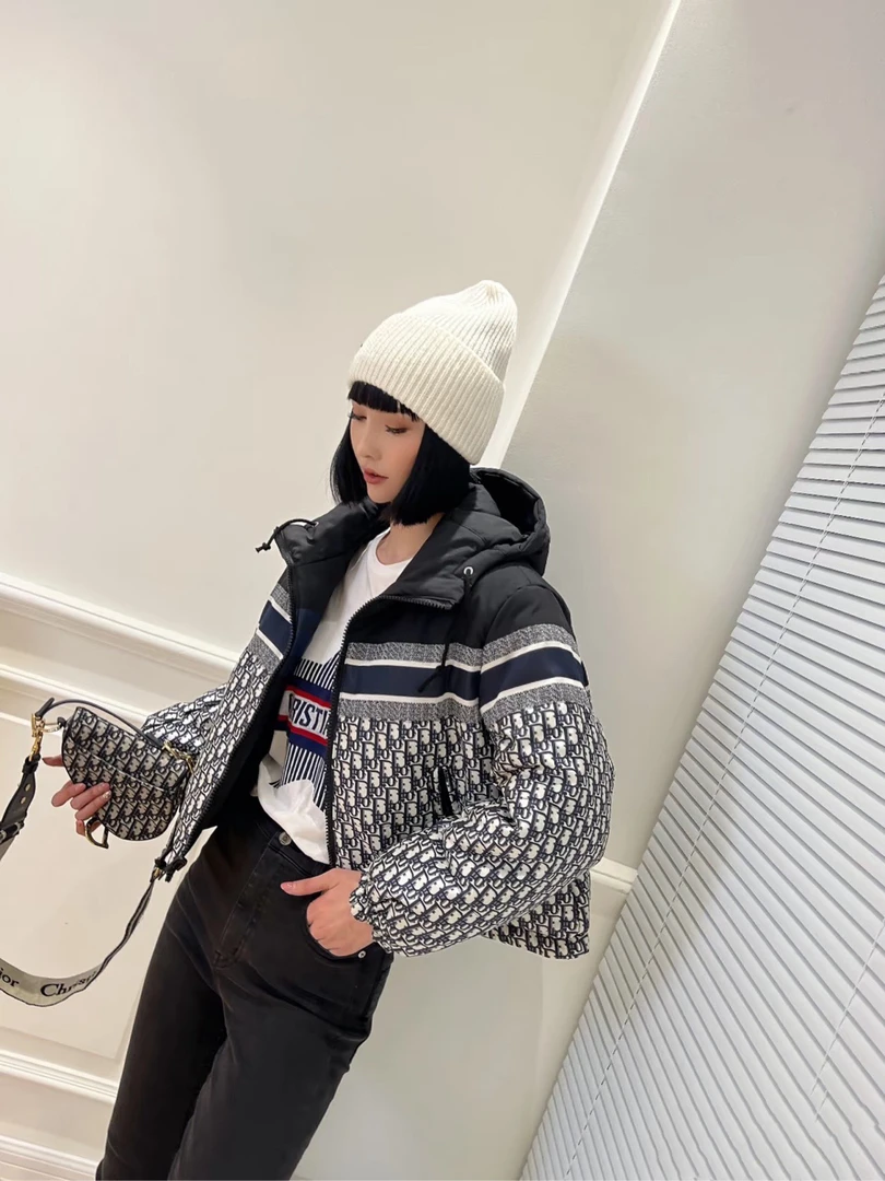 99新 DIOR/迪奥 双面可穿老花棉服外套 s码 01725