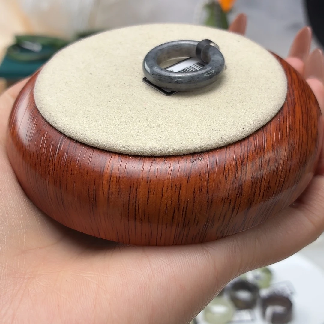 和田玉未镶嵌戒指黑色点墨轮胎16.6i25