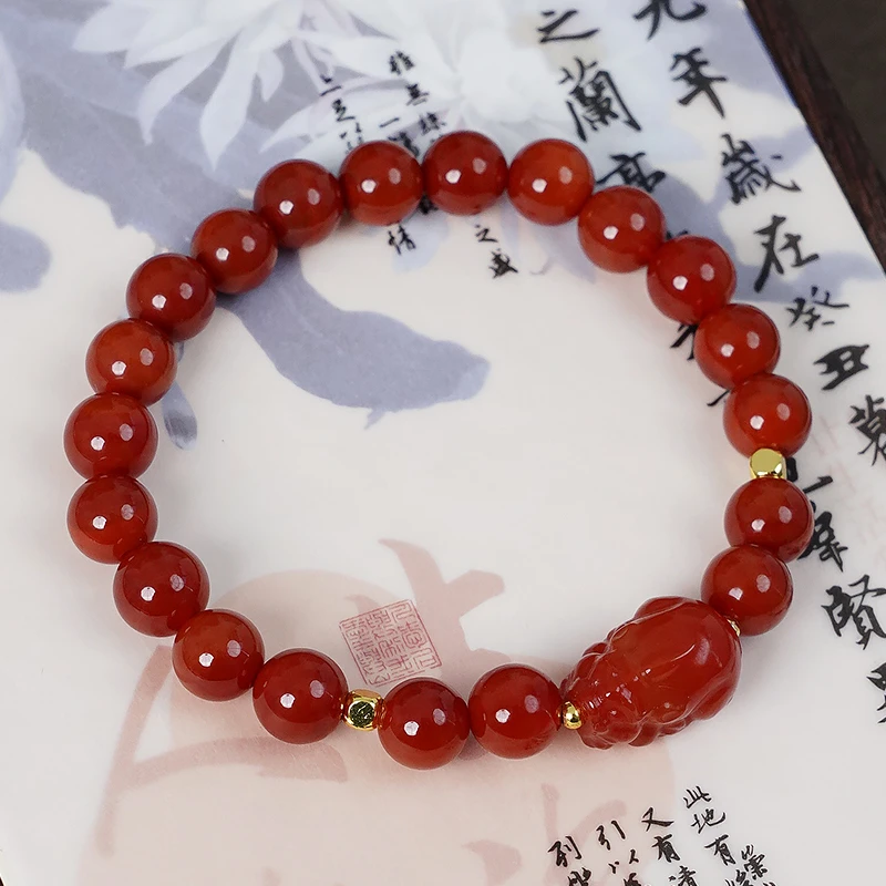 本命年原创设计天然精致红玛瑙貔貅女款手串手链多样性发一-8681