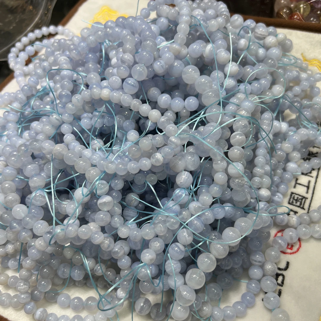 巴基斯坦蓝纹石玛瑙手链单珠直径7毫米随机一条品质佳