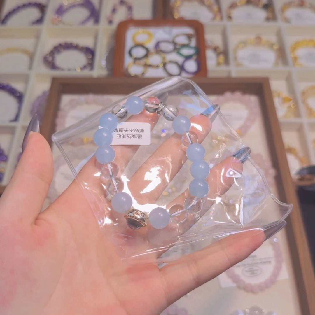 烟晶手链合金海蓝宝手串手链