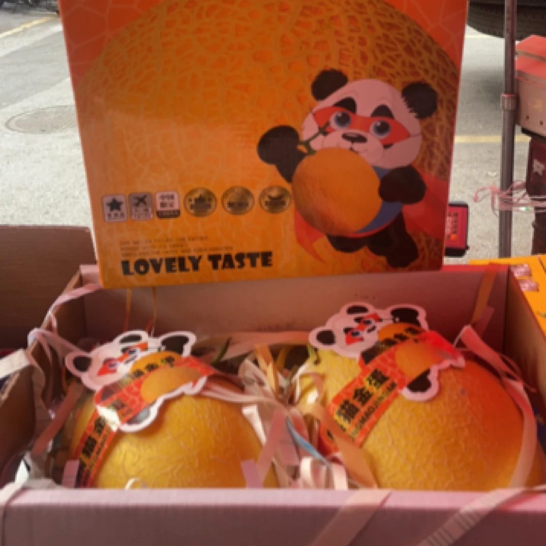 熊猫金蛋哈密瓜一箱两个毛重8斤，哈密瓜