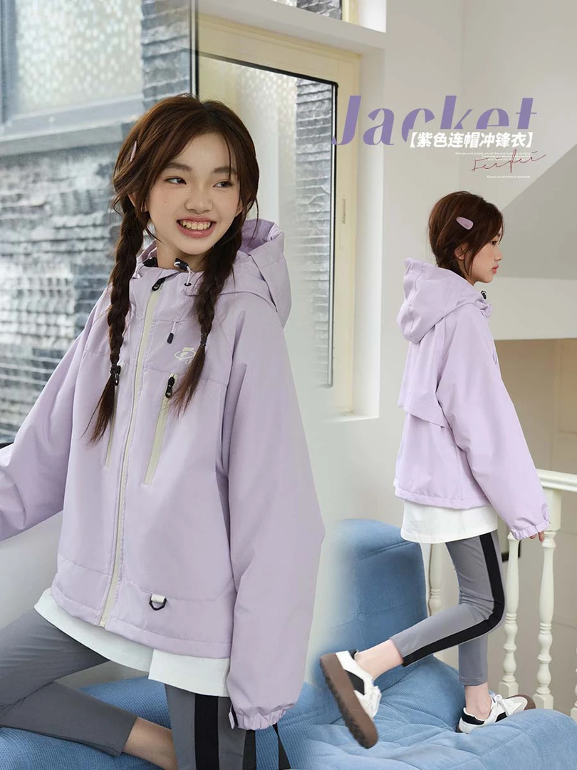 女童外套运动春季户外风防水耐磨轻便好穿夹克中大童冲锋衣WS277