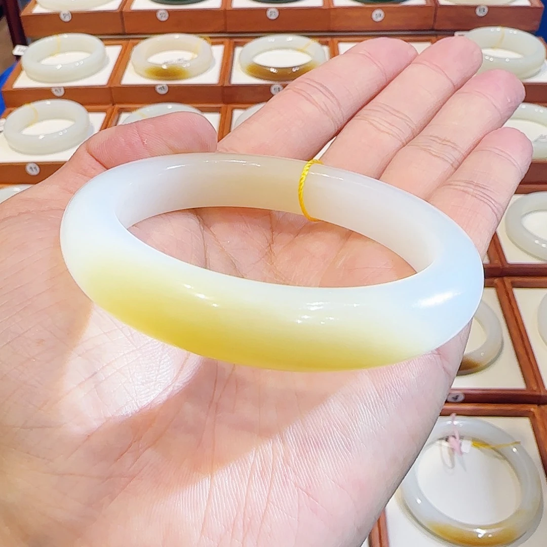 和田玉未镶嵌手镯冰蜜糖双口天地59 60 61