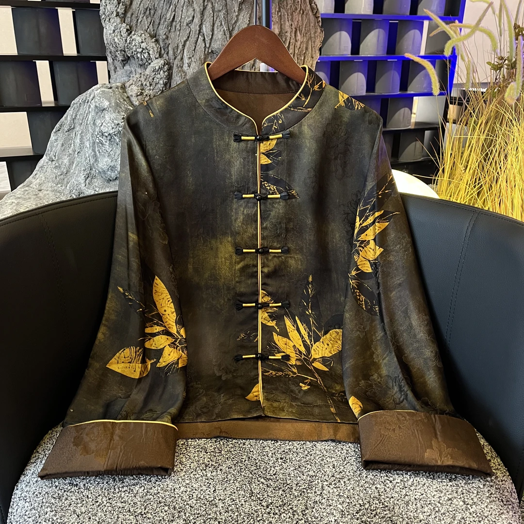 【晚卉】2025新款春季新中式上衣宽松国风立领女装气质显瘦外套