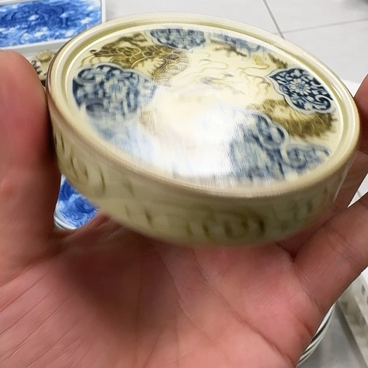 瓷片釉里金如意穿花龙杯垫景德镇