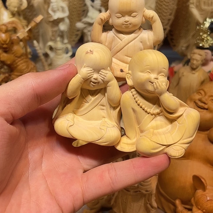 黄杨木瑕疵三不和尚