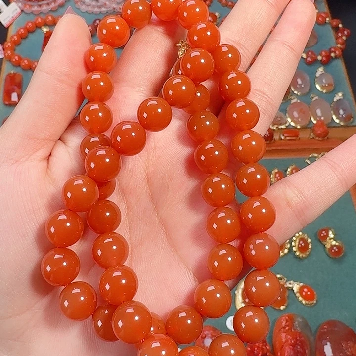 南红玛瑙银S925镶嵌10妈妈链