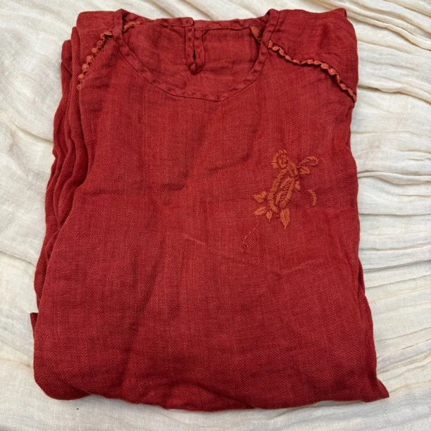 文艺乱纹亚麻 胸围160衣长120刺绣 文艺宽松加肥加大显瘦连衣裙