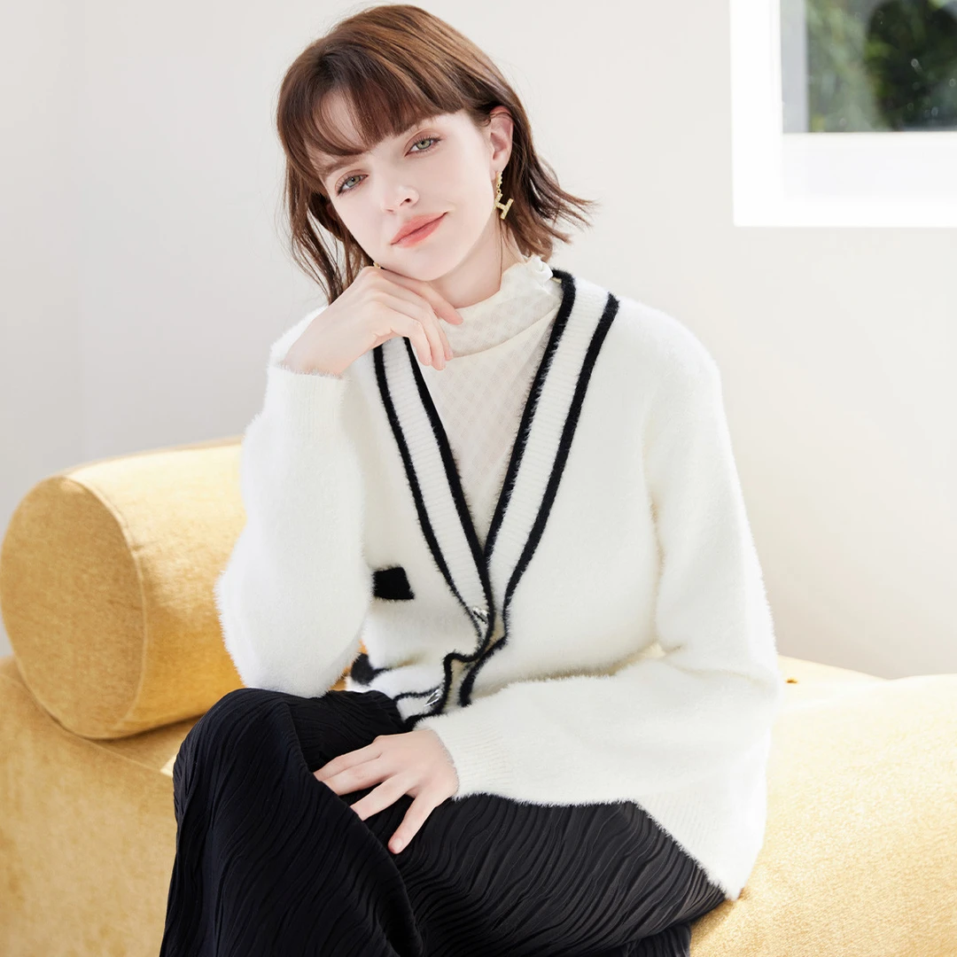 秋季小香风开衫女式针织衫上衣爱心纽扣外套百搭针织衫女