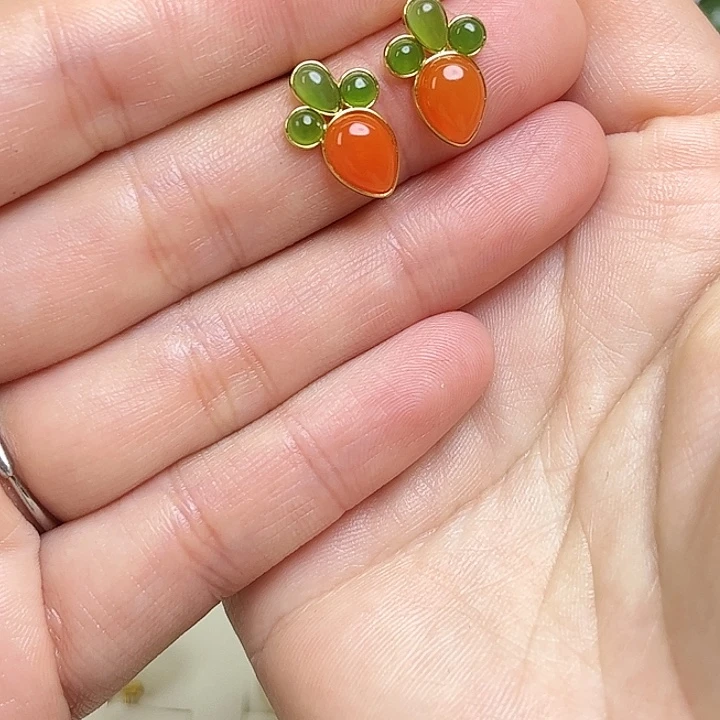 和田玉银S925镶嵌耳饰