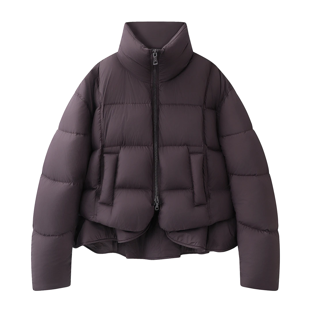 艾家新款拉链连帽冬季立领欧美显瘦短款宽松纯色潮流时尚百搭4158