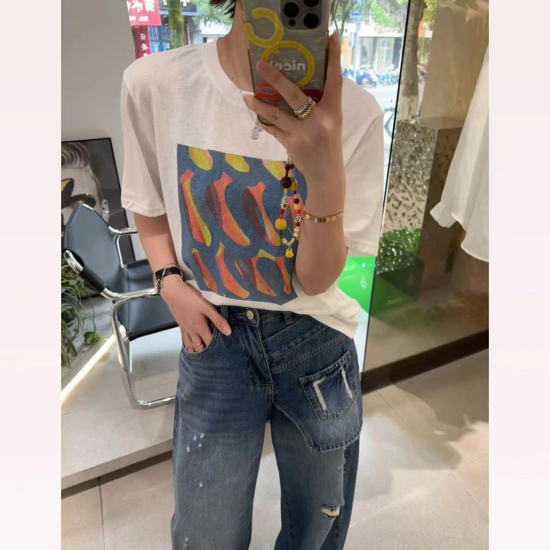 春苗女装    香蕉款白T     夏季休闲时尚圆领舒适