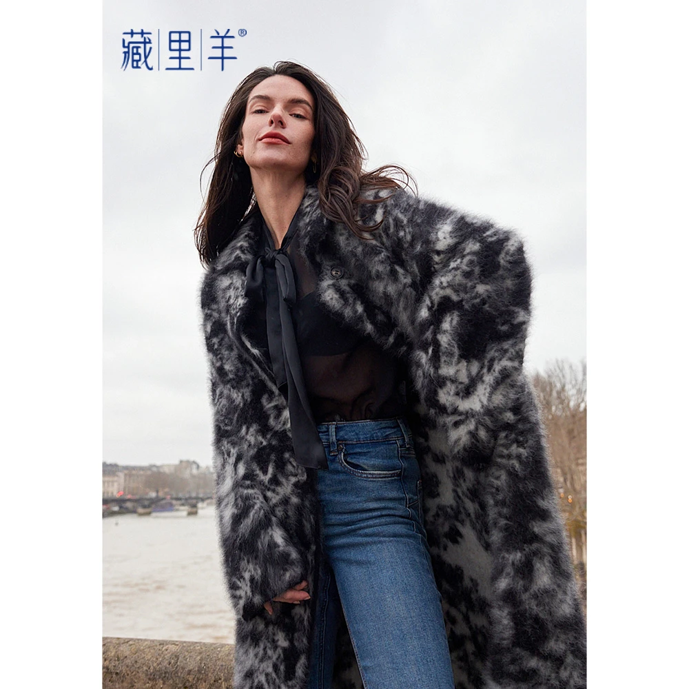 藏里羊【北美小动物毛毛】“温斯顿”高奢系列 蝴蝶中长款外套M1364