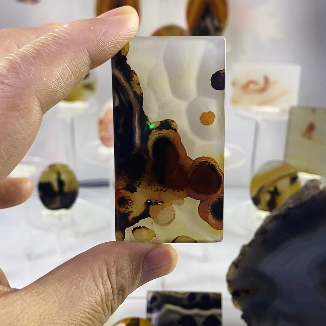 合成碳硅石非金属时尚图纹画面石饰品