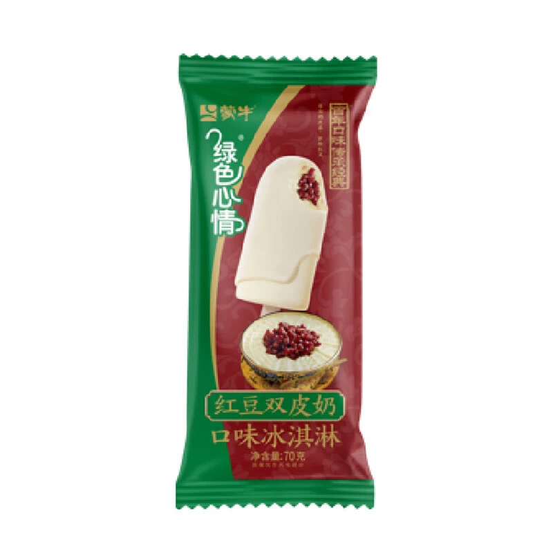 蒙牛绿色心情红豆双皮奶口味冰淇淋70g/支雪糕同城送