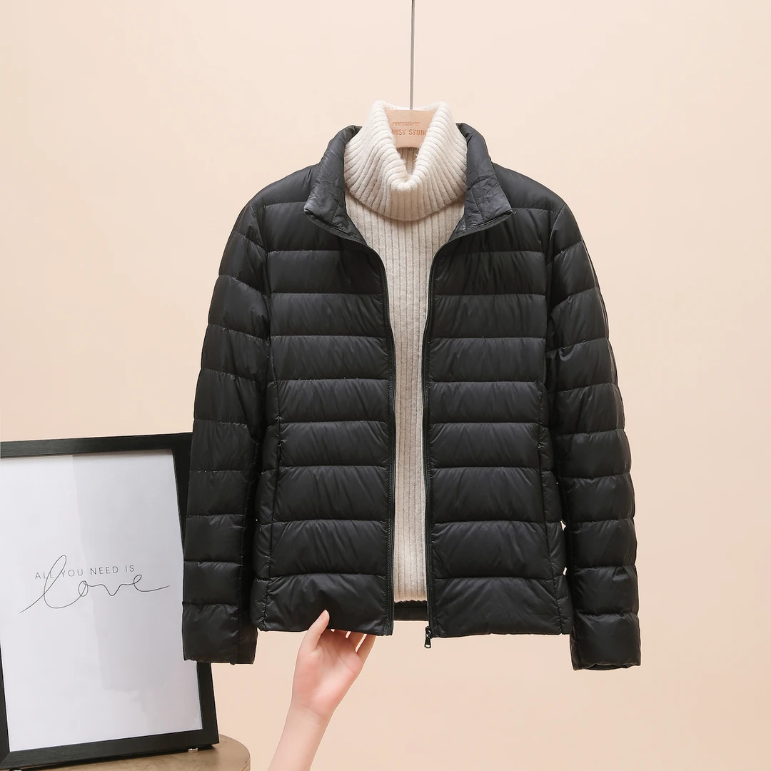 新款2024女羽绒服女连帽立领短款韩版可爱修身轻薄款学生轻便外套