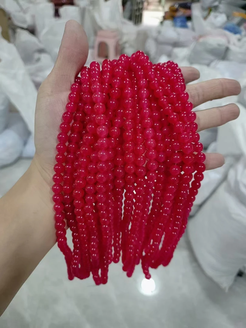 樱桃红散珠半成品diy手工串珠9卡10一条38CM一条