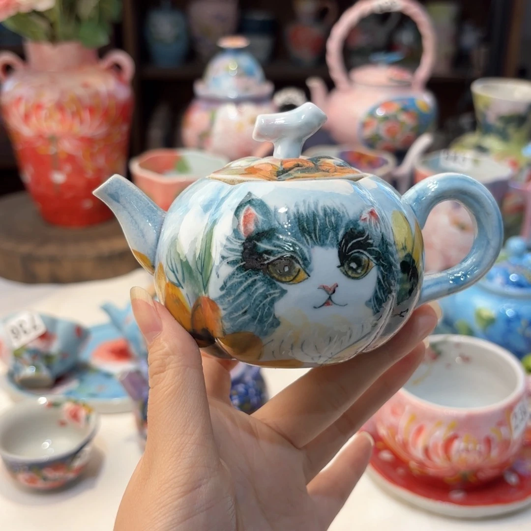 景德镇手绘高温釉下彩陶瓷茶具