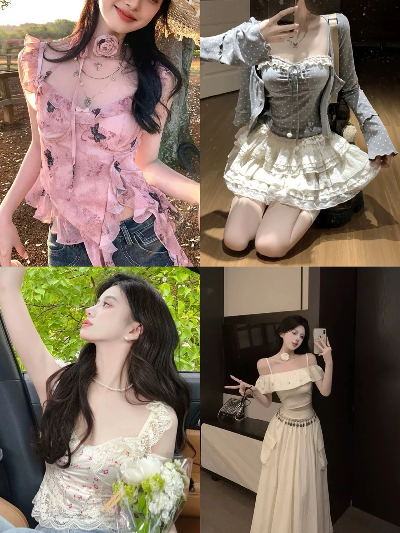 【上新！】2025春夏新款一字肩吊带抹胸辣妹上衣