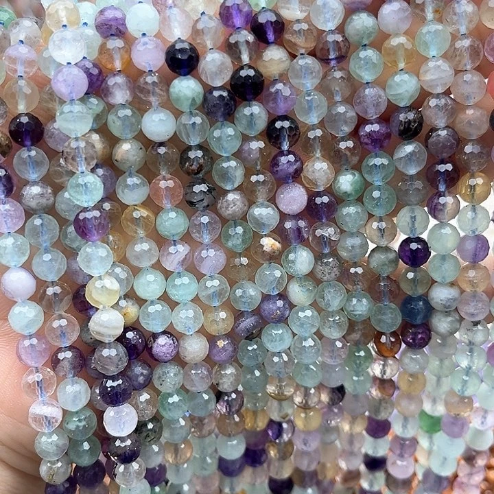 未镶嵌玛瑙/玉髓珠宝半成品一条6mm左右萤石刻面