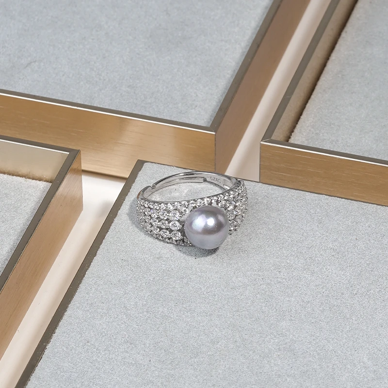 Gloire/古名【乐乐】海水真多麻捕梦网戒指8-9mm S925银--Z0049